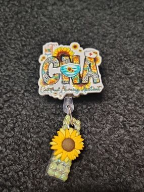 Nursing Assistant Sunflower Retractable Badge Reel Work Id Holder Cna